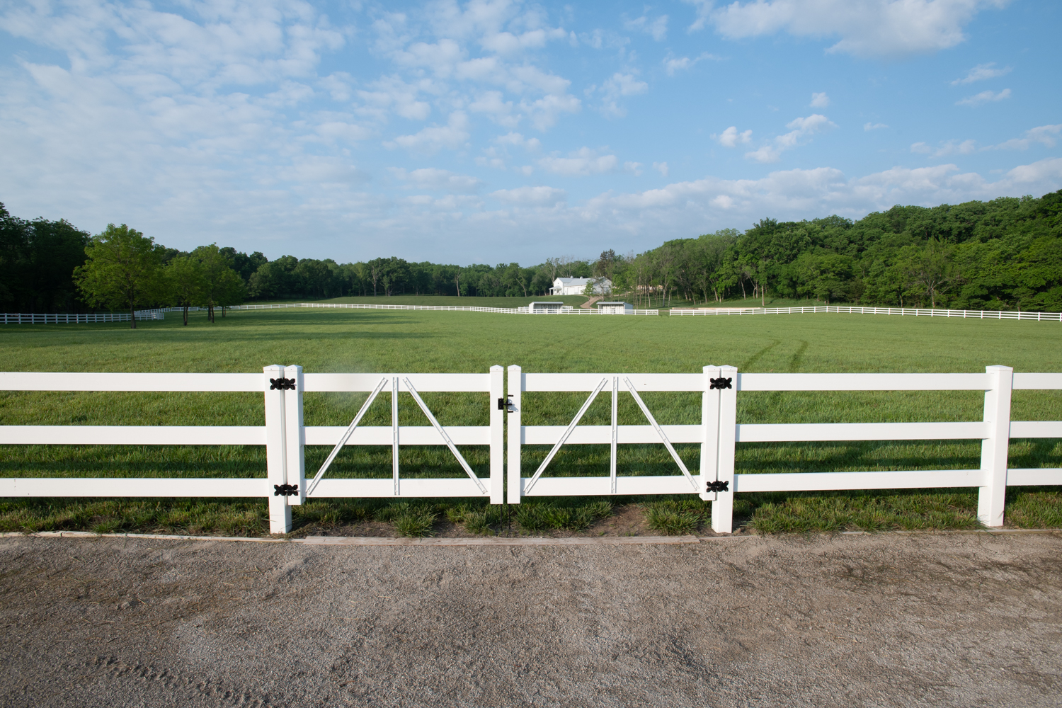 Paddock looking toward pasture at Hidden Timber Farm horse pasture boarding